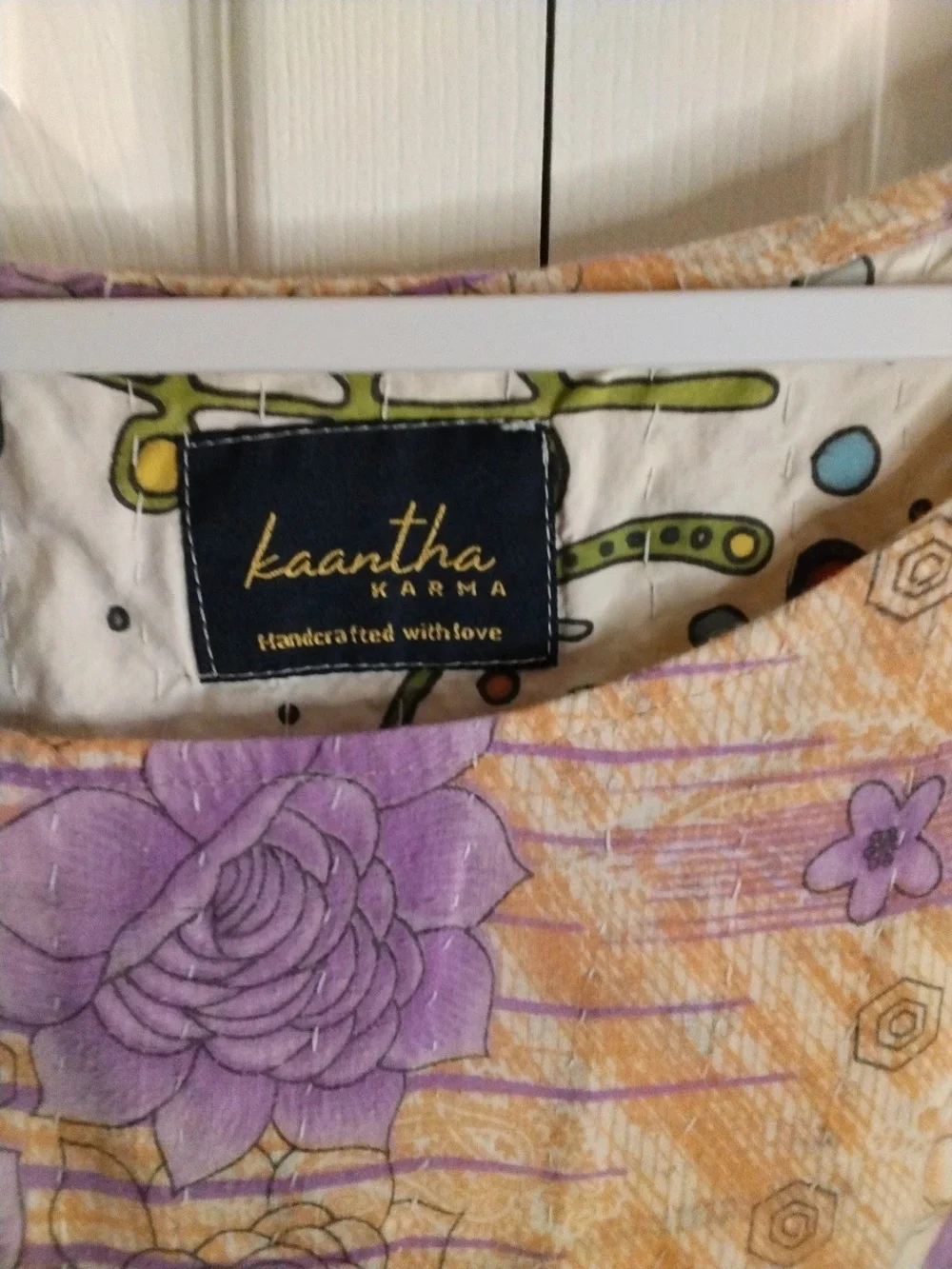 Kantha Patchwork Babydoll Dress Mixed Print Boho Artisan Pockets